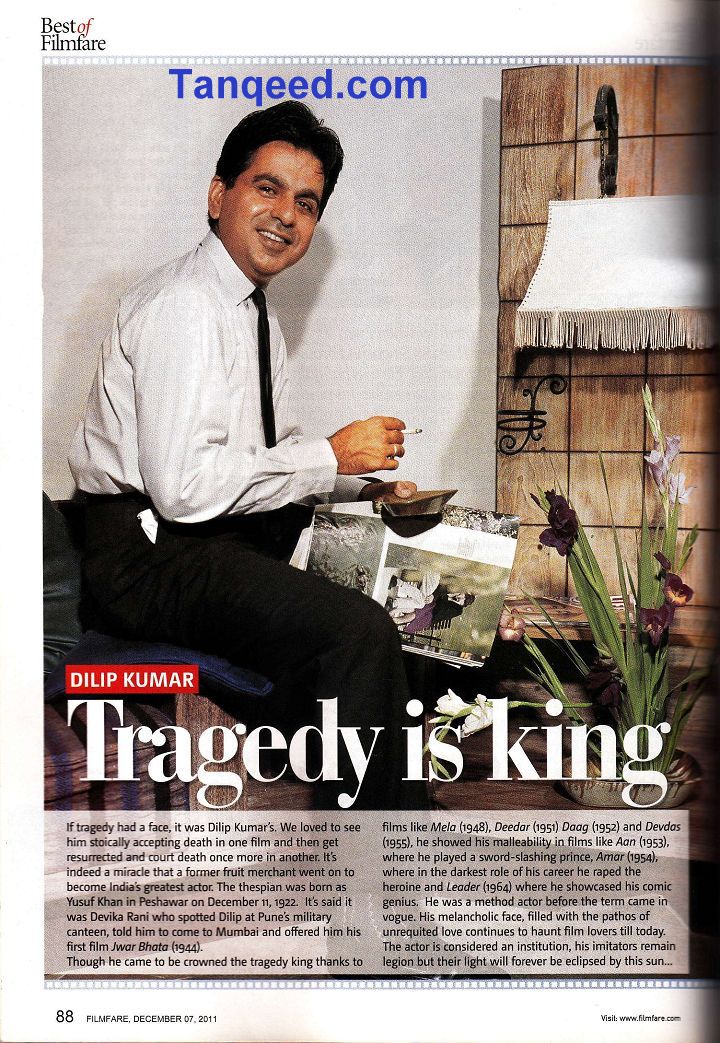 Filmfare Article on Dilip Kumar from 2011