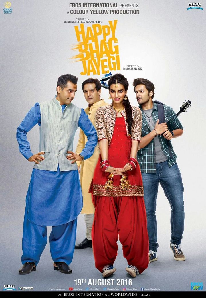 Happy Bhag Jayegi Poster starring Abhay Deol, Diana Penty, Jimmy Sheirgill, Ali Fazal